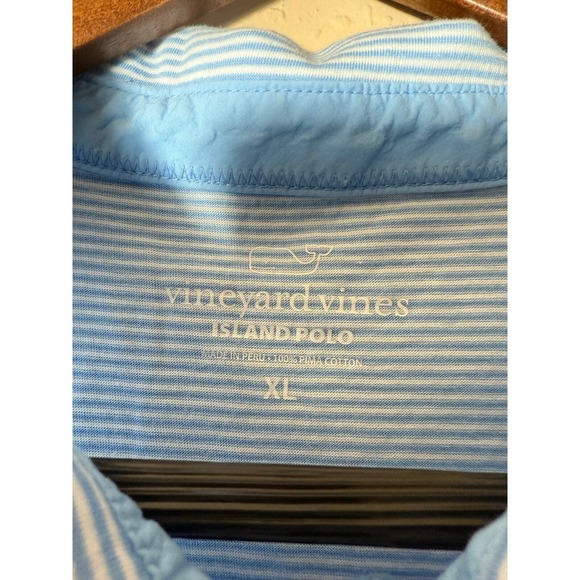 Vineyard Vines Island Polo Mens XL‎ Blue White Striped Pima Cotton 1G010371 - Picture 3 of 8